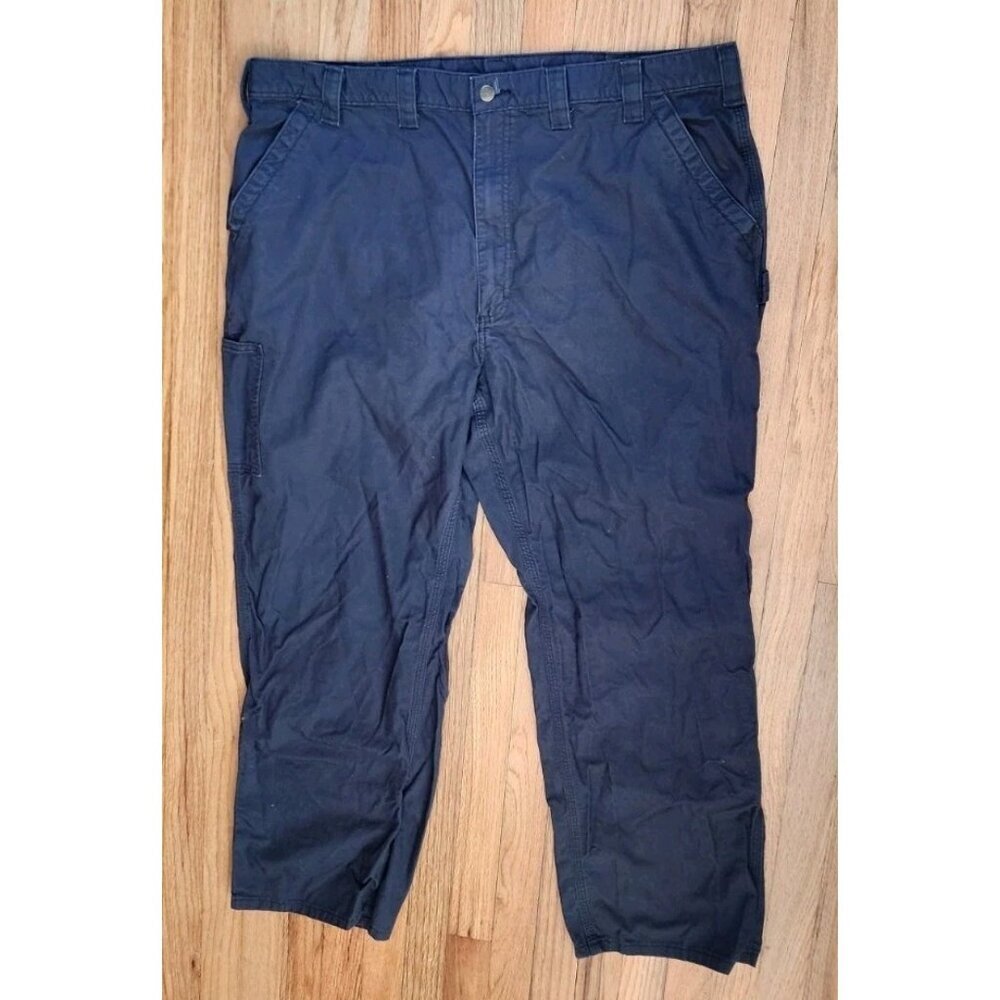 Carhartt Pants Mens 46x32 Navy Canvas Work Dungaree Loose B151 Utility Carpenter